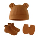 Baby Bear Fetal Cap Men and Women Baby Cute Pullover Hat born Super Cute Gloves Socks Set