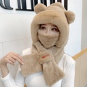 Plush Hat Scarf All-in-One Women's Winter Scarf Cubs Autumn and Winter Furry Cycling Warm Artifact Ear Protection Cap
