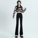 Black Micro-flare Jeans Women's Spring and Autumn High Waist Elastic Tall Slimming Petite Horseshoe Pants