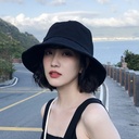 [Popular online] black fisherman hat female spring and summer Korean style versatile sun protection sun protection hat male basin hat