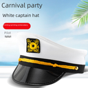 工厂批发船长帽子白色船长帽典简约派对角色扮演配饰舞会演出帽子