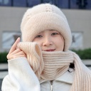 Winter hat women's scarf integrated thickened snow hat autumn and winter vintage squirrel fluff thread fleece-lined warm knitted hat