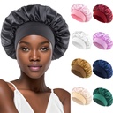 classic solid color shower cap hot fashion satin wide-brimmed nightcap women chemotherapy cap hair care cap