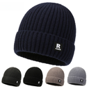 autumn and winter men's knitted hat cold-proof fleece-lined ear protection hat youth fashion patch pullover hat