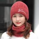 Hat Women's Winter Korean Style Youth Fleece-lined Thickened Wool Hat Women's Hat Ear Protection Hat Scarf Set Knitted Hat Riding