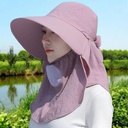 Spring and summer sunscreen cap tea picking cap Women's fishing cap solid color tea picking cap face mask cap roll portable