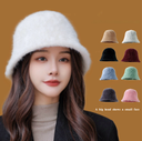 Korean net red rabbit fur winter fashion bucket warm hat warm face small autumn and winter women's hat high color value fisherman hat