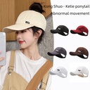 semi-empty top polyester cotton baseball cap can be tied high ponytail face small sun hat women's sunscreen cap cap