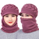 Winter Twist Knitted Hat Children's Velvet Wool Hat All-match Thickened Warm Neck Mother Hat Conjoined Knitted Hat