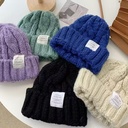 Knitted Hat Women's Fashion Brand Twist Big Head Wai Autumn and Winter Baotou Student Ear Protection Warm Solid Color Men's Wool Hat