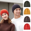 Hat Men's Winter Solid Color Knitted Wool Hat Women's Warm Cold Hat Pullover Cap Curl Cap Toe Hat Labelable