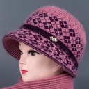 Middle-aged and elderly people's hat for autumn and winter old lady's knitted hat for women with velvet warm mother-in-law and grandmother thickened duck tongue wool hat