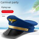 Carnival Party Flying Hat Men's Costume Space Captain Hat Stage Props Performance Big Eave Hat Aviation Adult Hat