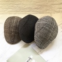 Autumn and Winter Woolen Beret Men's Retro Houndstooth Pattern Forward Cap Casual British Cap Personalized Men's Cap