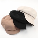 Korean Retro Hard Edge Beret Women's Fashion Octagonal Cap British Solid Color Artistic Fashion Cap Duck Tongue Hat