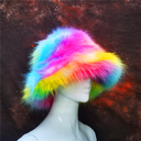 colorful fox fur basin hat fisherman hat imitation fur casual fashion ladies warm round hat