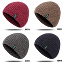 Knitted Hat Men's Autumn and Winter All-match Warm Fleece-lined Wool Hat Women's Outdoor Cycling Ear Protection Cold-proof Hat Ice Cap