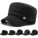 Middle-aged and elderly hat men's woolen flat hat warm hat autumn and winter days father and grandfather hat thickened ear protection cap