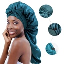 Satin long tube nightcap bow turtle cap satin perm hat large size multi-color adjustable