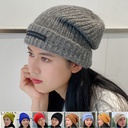 Hat Women's Autumn and Winter Patch Big Head Wool Hat All-match Face Small Warm Knitted Hat Cold Hat