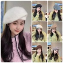 Knitted Beret Women's Winter British Retro Trendy Mohair Solid Color Wool Hat for Showing Face Small Warm Wool Painter Hat