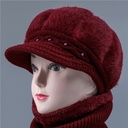 Middle-aged and elderly hat women's winter thickened wool hat old man's hat mother rabbit hair knitted hat grandma warm cotton hat