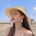 Large Brim Lace Bow Straw Hat Summer Korean Style Fresh Beach Holiday Sun Protection Sun Hat for Children