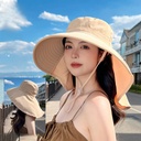 8112 Summer Outdoor Sun Hat with Horsetail Hole Hat Women's Korean Style Fashion Big Cornice Shawl Fisherman Hat Trendy