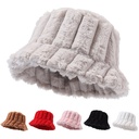 Plush Autumn and Winter Fisherman Hat Fashionable Solid Color Striped Thickened Warm Hat Women's Korean Style Young Women's Fashionable Hat