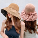 Black Rubber Sunscreen Hat Bow Stitching Fashion Outdoor Fisherman Sun Hat Casual Outgoing Beach Sun Hat Children