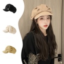 Showing Face Small Pleated Cap Beret Spring and Autumn All-match Cloud Sense Metal Label Soft Hat Street Simple Painter Hat