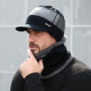 Men's winter hat scarf suit with velvet knitted wool hat men's winter fashion fashion Korean neck scarf cotton hat