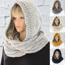 Spot Europe and the United States fashion hooded scarf women's solid color wool hat knitted scarf EJ0913