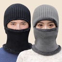 Hat Men's Winter One-piece Knitted Hat Pullover Masked One-piece Hat with Velvet Thickened Windproof and Cold Warm Ear Protection for Cycling