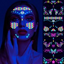 Hot Hot Selling Music Festival Fluorescent Face Sticker Waterproof Nightclub Masquerade Neon Glow Tattoo Sticker
