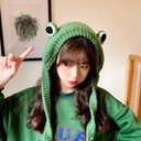 Women's Autumn and Winter Frog Hat Knitted Wool Hat Korean Style Fashionable Cute Frog Headgear Ear Protector Net Red Frog Hairband Card