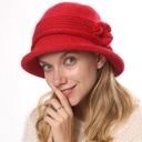 M9014 Flower Basin Cap Anti-rabbit Wool Double-layer Thickened Knitted Cap Women's Autumn and Winter Warm Fashion Mother Cap