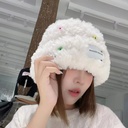 White Deer Wool Hat Plush All-match Knitted Hat Warm Rabbit Fur Basin Hat Winter Hat Children's Winter Ear Protection Hat