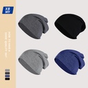 Spring and Autumn Thin Solid Color Piled Moon Hat Women's Big Head Ware Knitted Pullover Cold Hat Couple's Casual All-match Trendy