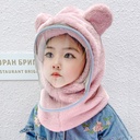 Children's Pullover Cap Winter Hat Warm Thickened Face-Covering Windproof Protective Belt Mask for Boys and Girls