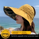 Empty-top sunscreen cap children's summer all-match anti-ultraviolet sun hat sun hat folding black rubber brimmed fisherman hat