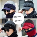 Winter Cold-proof Warm Wool Hat Scarf Set Velvet Thickened Riding Knitted Hat Earmuff Head Cotton Hat