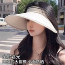 Sunscreen Hat Oversized Brim Ice Silk Empty Top Women's Summer Outdoor Travel Anti-ultraviolet Sun Hat