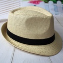 Summer Straw Solid Color Top Hat Jazz Hat Middle-aged and Elderly Men's Top Hat Breathable Sun Hat Straw Hat