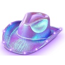 Halloween Carnival Party Pink Colorful Cowboy Hat with Light Colorful Western Style Magic Color Composite Laser Hat