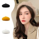 Autumn and Winter Japanese Style Simple Woolen Beret Warm Wool Female Painter Hat Adult Retro Lei Feng Hat