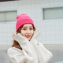 autumn and winter women's solid color winter hat women's wool turn-over knitted hat