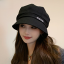 Fisherman Hat Korean Autumn and Winter Octagonal Beret Women Solid Color Face Small Basin Hat Elegant All-match Heap