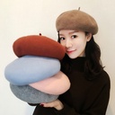 Big head circumference beret children autumn and winter Korean style sboy cap literary retro wool solid color woolen all-match painter's cap