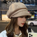 Korean Style Autumn and Winter Woolen Curl Octagonal Cap British Style Retro All-match Casual Beret Fashion Cap for Children